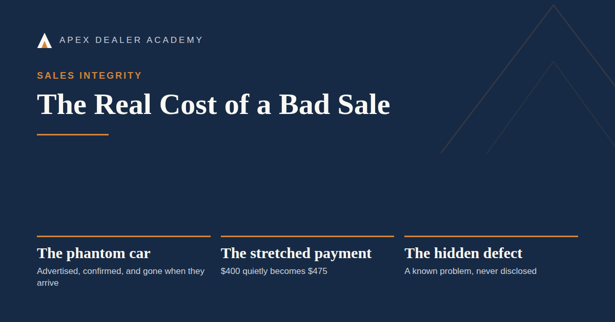 The real cost of a bad sale: phantom cars, payments that don't fit, and hidden defects.